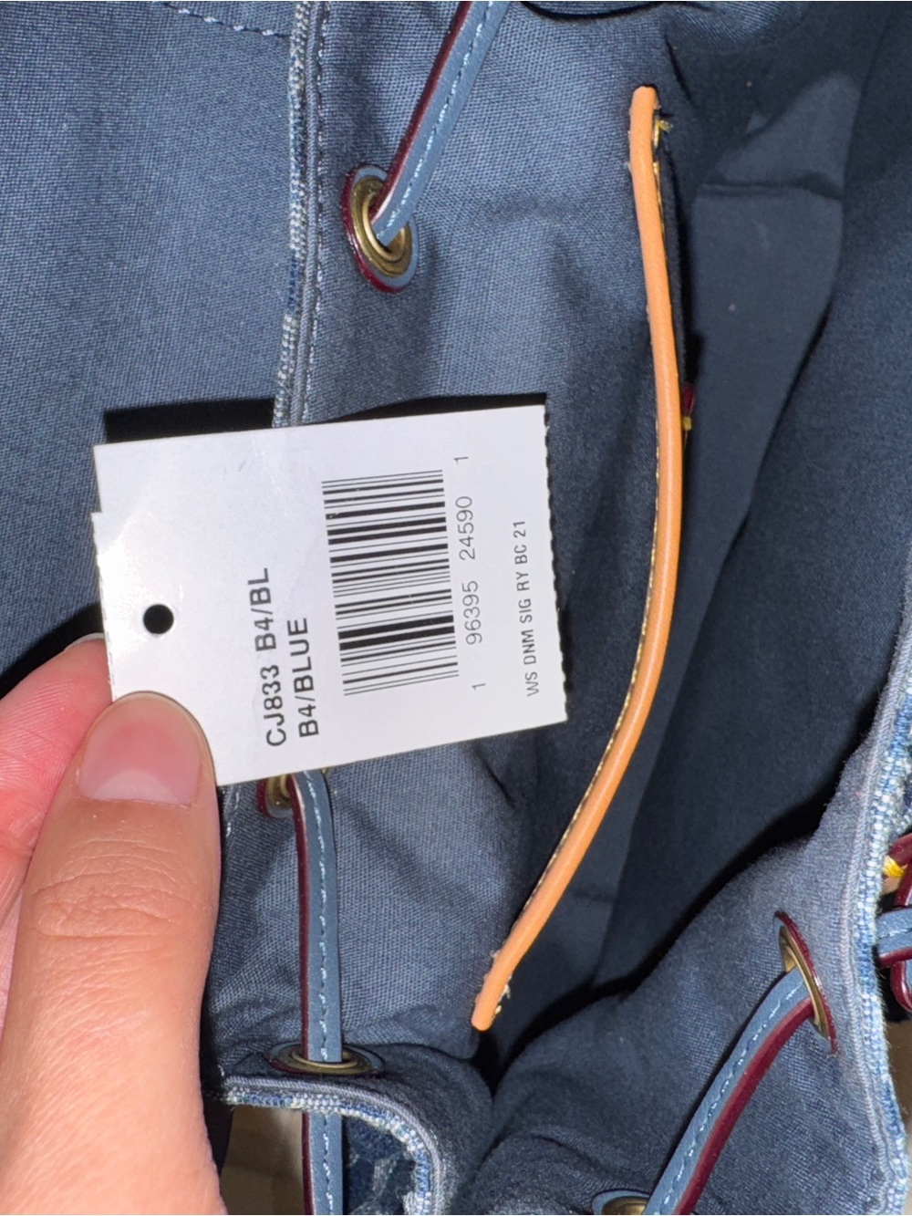 Coach Riya Blue Signature Denim Drawstring backpack - Picture 3 of 6